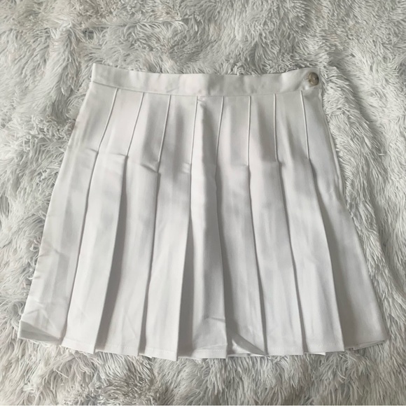 Nwt WILD FABLE Woven White A line Tennis Pleated Mini Skirt High Rise - Picture 3 of 10